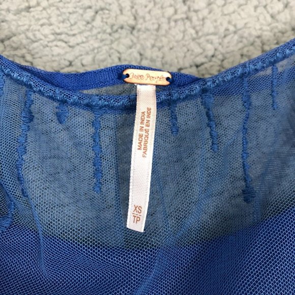 Free People Lace Mini Slip Dress Women's XS Embroidered Lined Sleeveless Blue - Picture 8 of 12